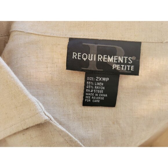 Requirements Petite Womens Shirt 2XWP Roll Tab Sleeve Button Up Embroider BRO74E - Picture 8 of 8